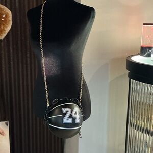 Black Number 24 Basketball Crossbody Bag with Gold Chain